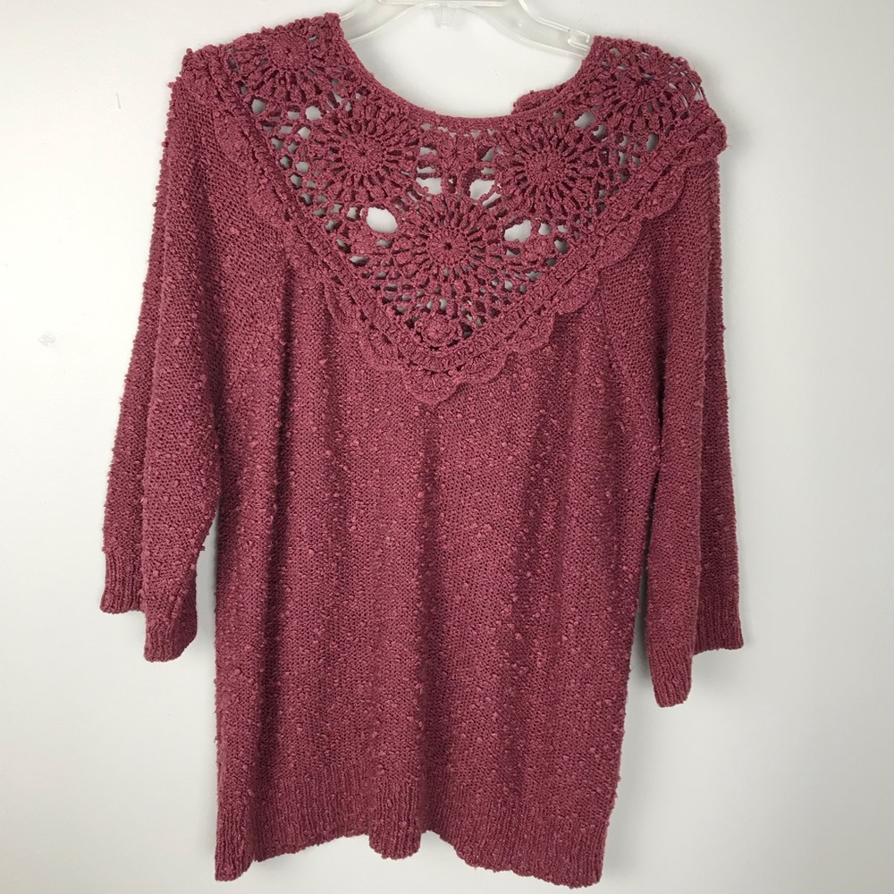 Vintage Crochet Cottagecore Top Dusty Rose